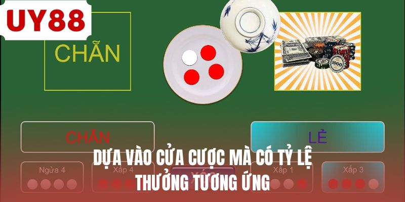 Dựa vào cửa cược mà có tỷ lệ thưởng tương ứng